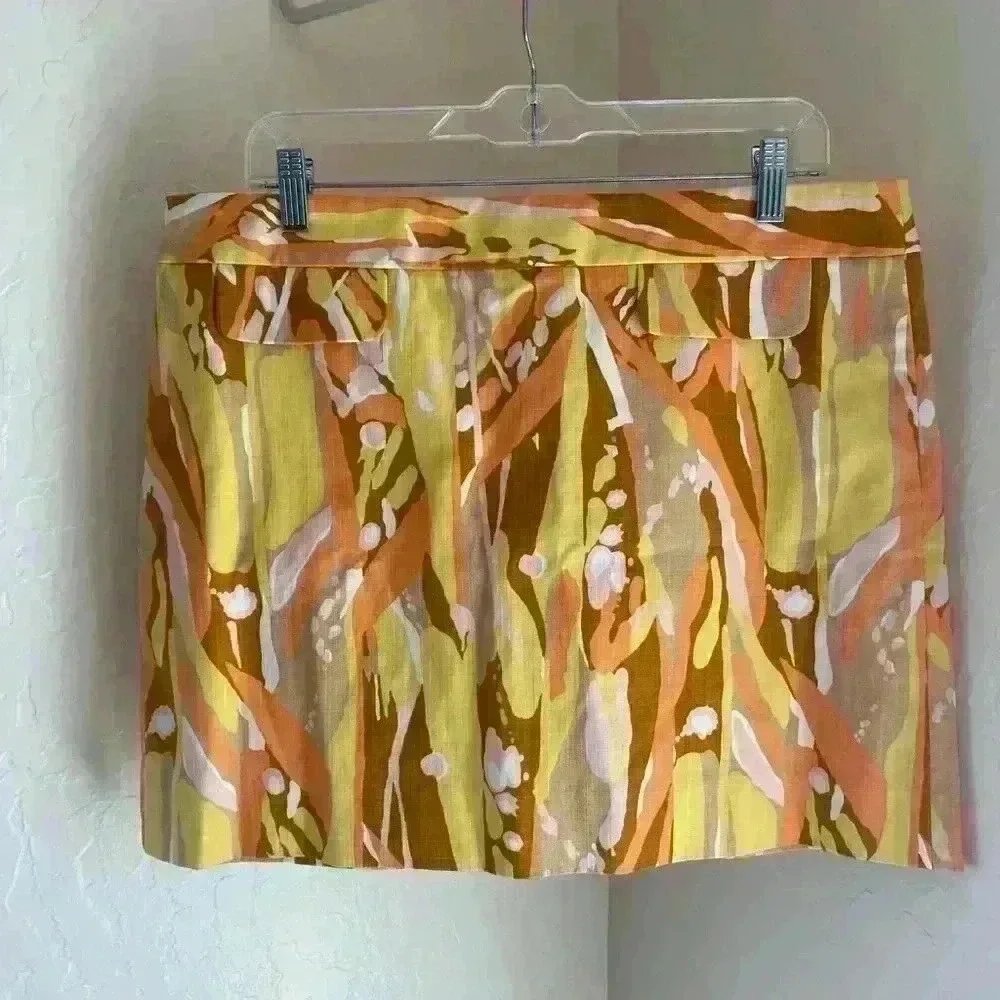 Vintage J. Crew Cotton Limoncello Print Mini Skirt Sz 12